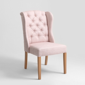 Světle růžová židle s bukovými nohami Greg