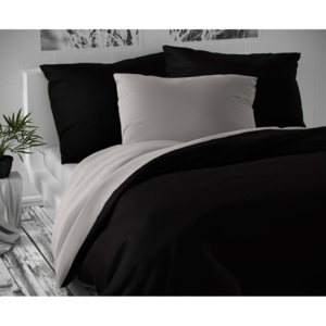 Saténové povlečení LUXURY COLLECTION 140x200, 70x90cm černé / světle šedá
