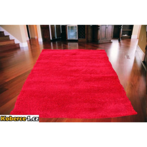 Kusový koberec Shaggy vlas 50 mm červený 140x190, Velikosti 140x190cm