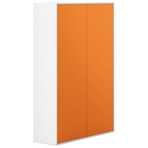 PLAN Skříň vysoká s dveřmi White LAYERS, oranžové dveře