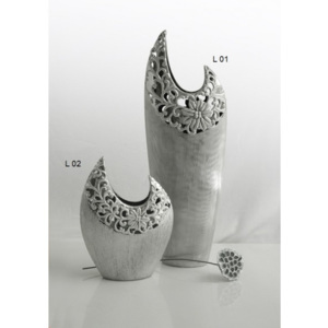 DecorOnline.cz Porcelánová váza Moderna Silver 2 velikosti Rozměry: 30 cm x 9 cm x 61 cm