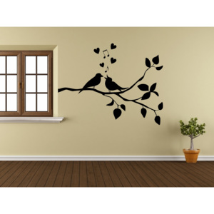 Ptáci a láska - Samolepka na zeď - 50x34cm