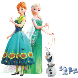 ZOOYOO Samolepka na zeď Frozen Ledové království 58 x 60 cm - Anna, Elsa, Olaf, Snowgie