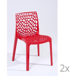 Sada 2 červených jídelních židlí Castagnetti Apollonia