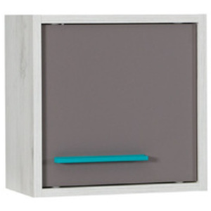 Nástěnná skříňka v dekoru bílého dubu se šedými detaily Maridex Rest