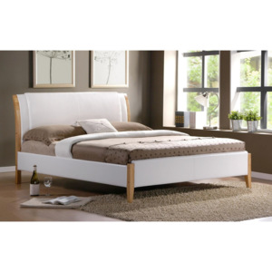 Luxusní čalouněná postel s elegantním vzhledem v bílé barvě KN515