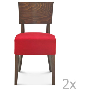 Sada 2 dřevěných židlí s červeným polstrováním Fameg Else
