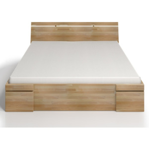 Dvoulůžková postel z bukového dřeva se zásuvkou SKANDICA Sparta Maxi, 140 x 200 cm
