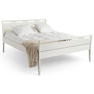 Bílá ručně vyráběná postel z masivního březového dřeva Kiteen Haiku, 160 x 200 cm