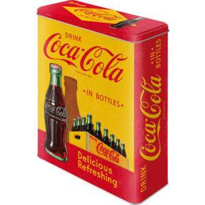 Nostalgic Art Plechová dóza - Coca-Cola (žlutá přepravka) 19x26x8 cm
