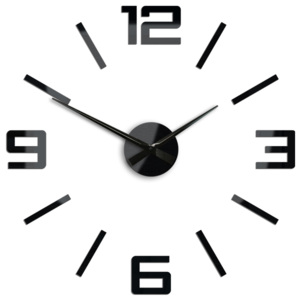 Moderní nástěnné hodiny SILVER XL BLACK HMCNH065-black (nalepovací hodiny na stěnu)