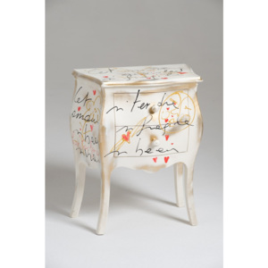 Bílý dřevěný noční stolek se 2 zásuvkami Castagnetti Renoir