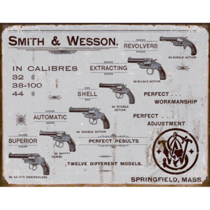 Plechová cedule: Smith & Wesson (Revolvery) - 30x40 cm