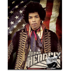 Plechová cedule: Jimi Hendrix (vlajka) - 40x30 cm