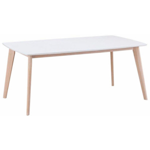 Bílý jídelní stůl s matně lakovanými nohami Folke Griffin, délka 150 cm