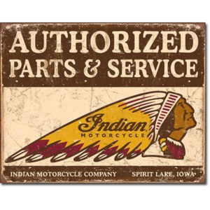Plechová cedule: Indian (Authorized Parts & Service) - 30x40 cm