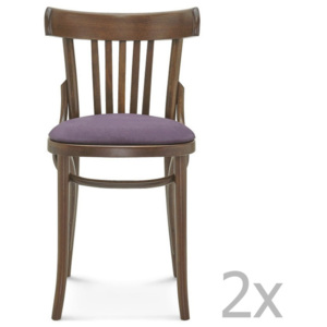 Sada 2 dřevěných židlí s fialovým polstrováním Fameg Mathias