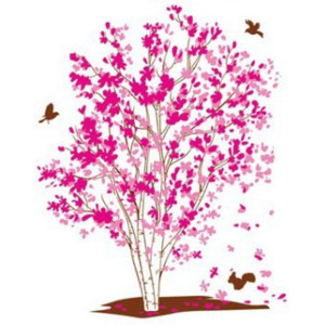 ZOOYOO Samolepka na zeď Strom růžový 70 x 88 cm