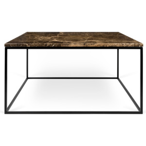 Hnědý mramorový konferenční stolek s černými nohami TemaHome Gleam, 75 x 75 cm