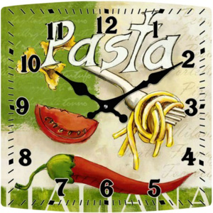 Postershop Nástěnné skleněné hodiny: Pasta - 30 cm