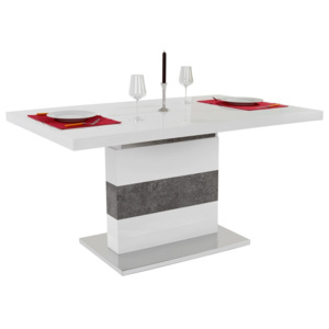 LUCA BESSONI Výsuvný Stůl Ralf Ii barvy nerez oceli, bílá, šedá 160-200/76/90 cm