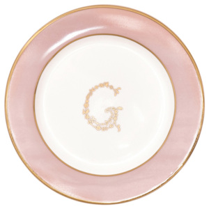 Růžovo-bílý dezertní talíř Green Gate