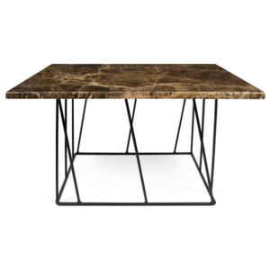 Hnědý mramorový konferenční stolek s černými nohami TemaHome Helix, 75 x 75 cm