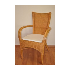 Ratanová židle WANUTA medová bílý polstr