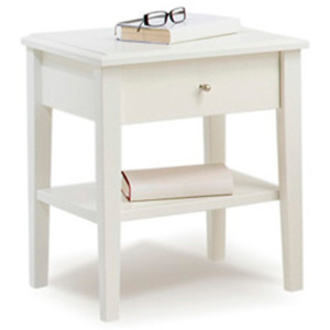 Bílý ručně vyráběný noční stolek z masivního březového dřeva Kiteen Anniina