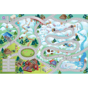 HOUSE OF KIDS Dětský hrací koberec Horská silnice 3D 100x150 modrobílý
