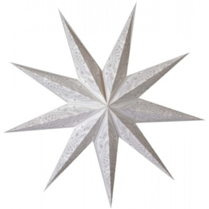 Bílý papírový lampion hvězda "Psychedelic", 9 cípů, 60cm