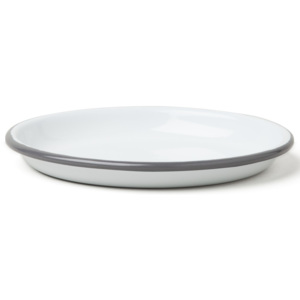 Velký servírovací smaltovaný talíř se šedým okrajem Falcon Enamelware, Ø 14 cm