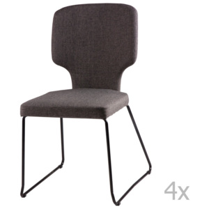 Sada 4 tmavě šedých jídelních židlí sømcasa Dana