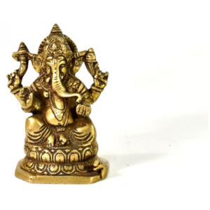 Socha Ganesh, mosaz, starozlatá patina, 14cm
