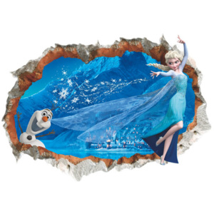 ZOOYOO Samolepka na zeď Frozen Ledové království 3D 50 x 70 cm - Elsa a Olaf