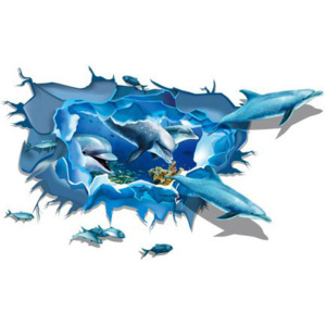 ZOOYOO Samolepka na zeď Mořský svět delfíni a rybičky 3D 60 x 100 cm