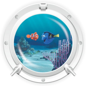 ZOOYOO Samolepka na zeď Ponorka okno Nemo Dory 3D 43 x 43 cm