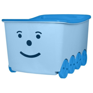 BRANQ Smiley - dětský pojízdný úložný box s víkem modrý