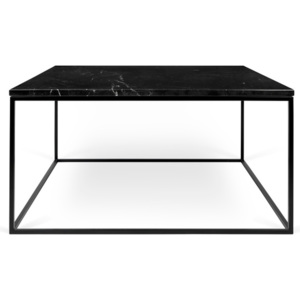 Černý mramorový konferenční stolek s černými nohami TemaHome Gleam, 75 x 75 cm