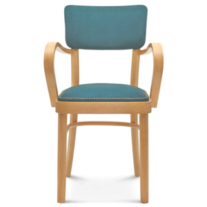 Dřevěná židle s modrým polstrováním Fameg Lone
