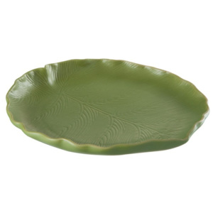 Zelený talíř J-Line Leaf, průměr 21 cm