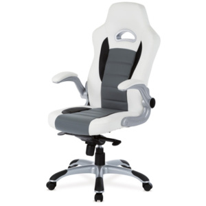 Autronic Kancelářská židle KA-E240B WT - bílá/šedá