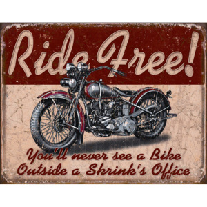 Plechová cedule: Motocykly (Ride free) - 30x40 cm