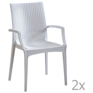 Sada 2 bílých jídelních židlí s područkami Castagnetti Minerva