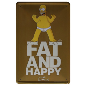 Plechová cedule The Simpsons - Homer Fat and happy - Tlustý a šťastný :)