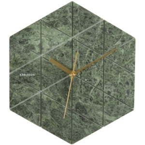Nástěnné hodiny Trix, 25x28,5 cm, mramor, zelená