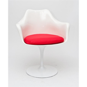 Design2 Židle TULAR bílá/červený polštář