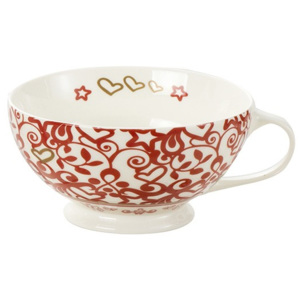 Šálek na čaj, cappuccino ABBRACCI BRANDANI (barva - porcelán, bílá/červená)