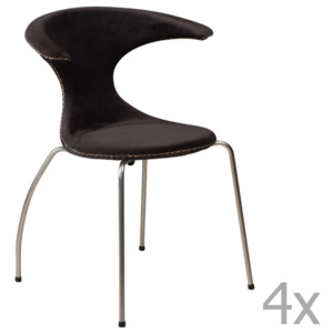 Sada 4 černých jídelních židlí s kovovým podnožím DAN– FORM Flair
