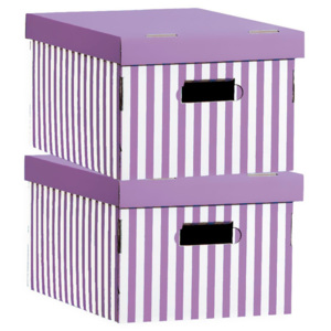 Sada 2 úložných krabic Compactor Purple Stripes